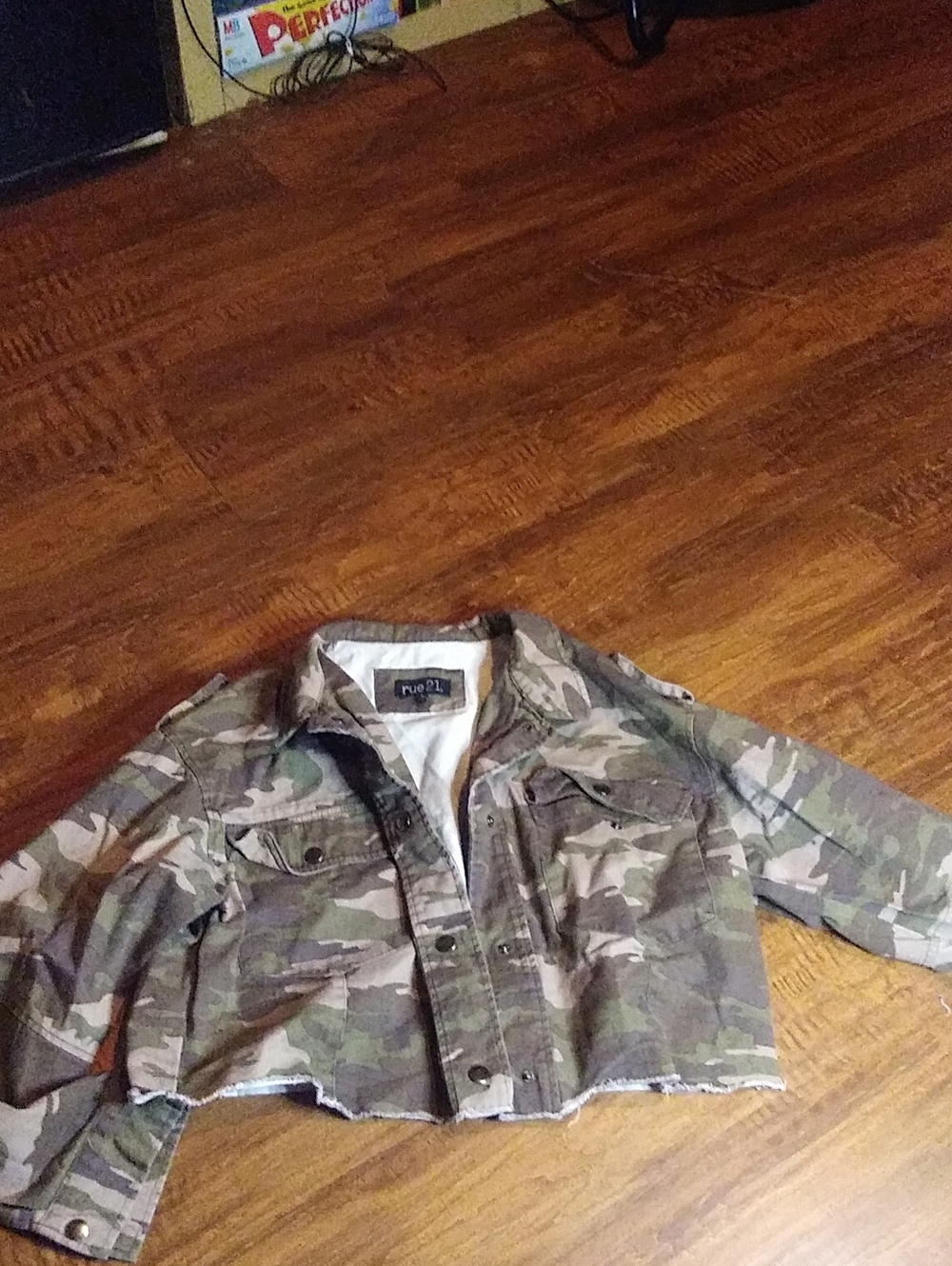 Rue21 Camouflage Crop Jean Jacket - Green & Tan Camo